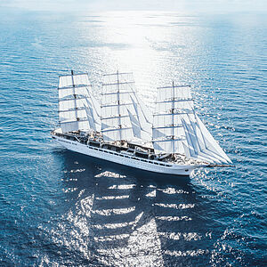 Sea Cloud Spirit auf hoher See. Foto: Sea Cloud Cruises GmbH